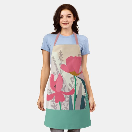 Pink Tulips Artistic Modern Color Blocks Schürze (Getragen)