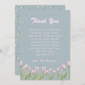 Pink Tulips Babydusche Danke Karte (Vorne/Hinten)