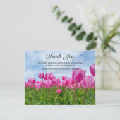Pink Tulips Beerdigung Danke Note Card (Stehend Vorderseite)