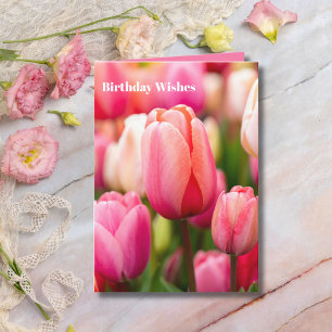 Pink Tulips Birthday wünscht Gruß Karte
