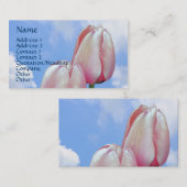 Pink Tulips Blue Sky Floral Business Card Visitenkarte (Vorne/Hinten)