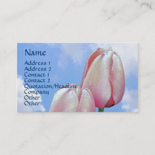 Pink Tulips Blue Sky Floral Business Card Visitenkarte