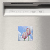 Pink Tulips Blue Sky Floral Magnet (In Situ (Geschirrspüler))