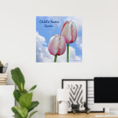 Pink Tulips Blue Sky Nature Kids Room Poster (Heimbüro)