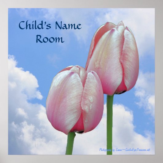 Pink Tulips Blue Sky Nature Kids Room Poster (Vorne)