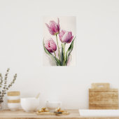 Pink Tulips Blume Art Print Poster (Küche)