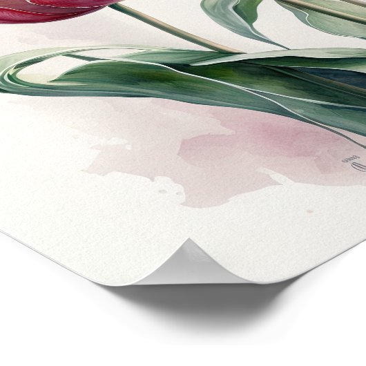 Pink Tulips Blume Art Print Poster (Ecke)