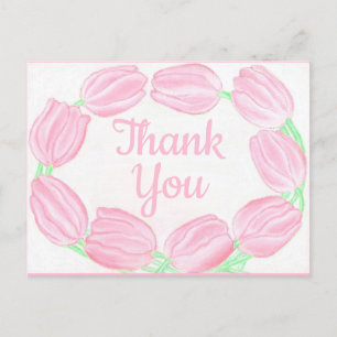 Pink Tulips Border ~Danke Karte