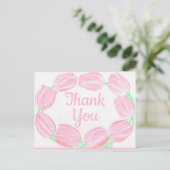Pink Tulips Border ~Danke Karte (Stehend Vorderseite)