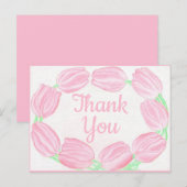 Pink Tulips Border ~Danke Karte (Vorne/Hinten)