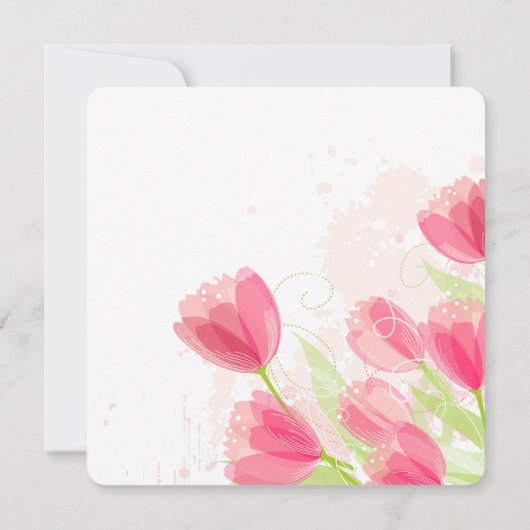 Pink Tulips Brautparty Einladung (Rückseite)