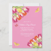 Pink Tulips & Butterfly Muttertag Brunch Rosa Einladung (Vorderseite)