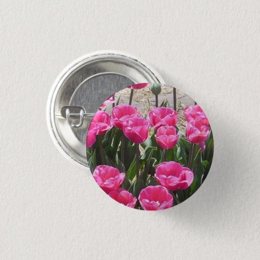 Pink Tulips Button (Vorne & Hinten)