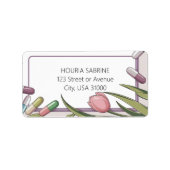 Pink Tulips & Capsules Krankenpflege Abschluss Adr Adressaufkleber (Vorne)