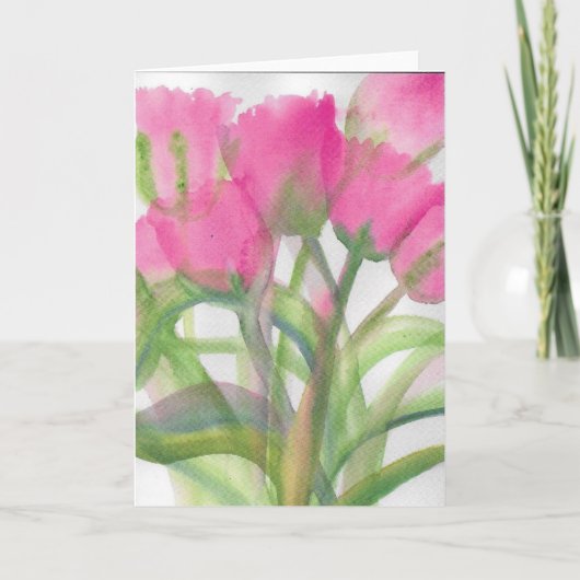 Pink Tulips Card Karte (Vorderseite)