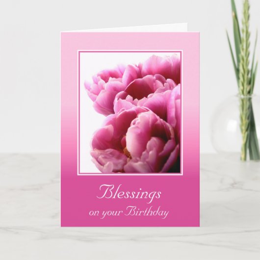 Pink Tulips Custom Birthday Card Karte (Vorderseite)