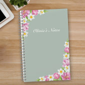 Pink Tulips & Daffodils Spring Flowers Notebook Notizblock