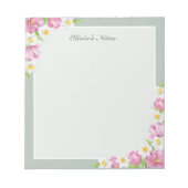 Pink Tulips & Daffodils Spring Flowers Notepad Notizblock (Vorderseite)