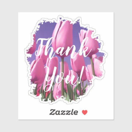 Pink Tulips Danke Aufkleber (Blatt)