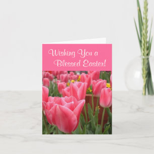 Pink Tulips - Eine gesegnete Osterkarte wünschen Feiertagskarte
