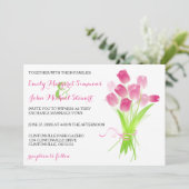 Pink Tulips - Einladung zur Hochzeit (Stehend Vorderseite)