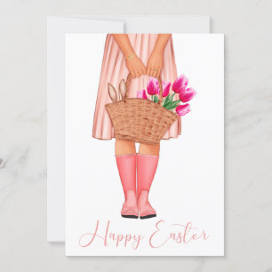Pink Tulips Fashion Girl Happy Oaster