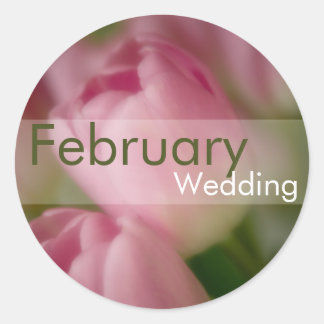 Pink Tulips ・ Februar-Hochzeitsticker Runder Aufkleber