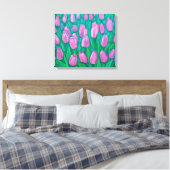 Pink Tulips Field, Frühlingsblumen Blumengemälde Leinwanddruck (Insitu (Schlafzimmer))