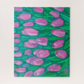 Pink Tulips Field, Frühlingsblumen Blumengemälde Puzzle (Vertikal)