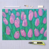 Pink Tulips Field, Frühlingsblumen Blumengemälde Seidenpapier (Handwerk)
