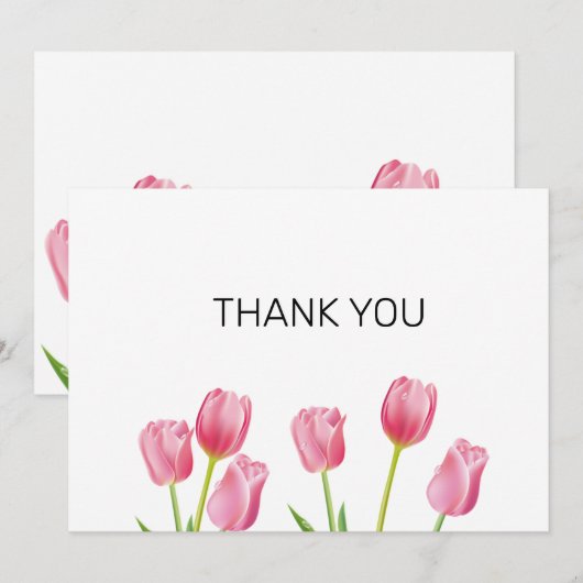 Pink Tulips Flat Danke Karte (Vorne/Hinten)