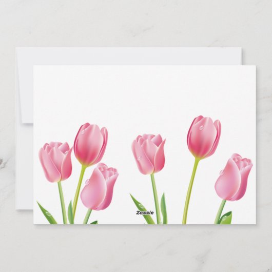 Pink Tulips Flat Danke Karte (Rückseite)