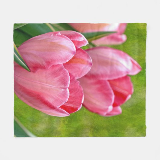 Pink Tulips Fleecedecke (Vorderseite (Horizontal))