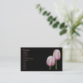 Pink Tulips Floral Business Card Visitenkarte (Stehend Vorderseite)