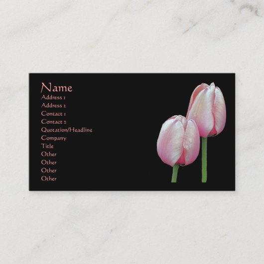 Pink Tulips Floral Business Card Visitenkarte (Vorderseite)