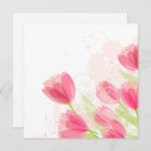 Pink Tulips Floral Geburtstag Einladung (Vorne/Hinten)