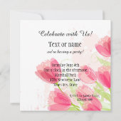 Pink Tulips Floral Geburtstag Einladung (Rückseite)