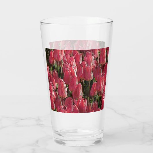 Pink Tulips Floral Glas (Rückseite)