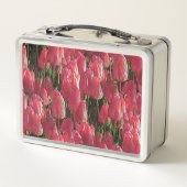 Pink Tulips Floral Metall Brotdose (Rückseite)