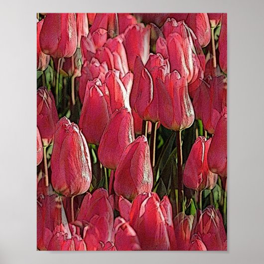 Pink Tulips Floral Poster (Vorne)