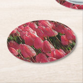 Pink Tulips Floral Runder Pappuntersetzer (Angewinkelt)