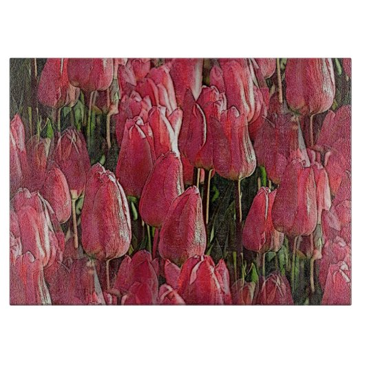 Pink Tulips Floral Schneidebrett (Vorderseite)