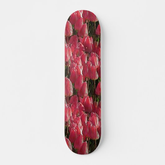 Pink Tulips Floral Skateboard (Vorne)