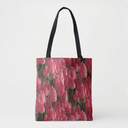 Pink Tulips Floral Tasche (Vorderseite)
