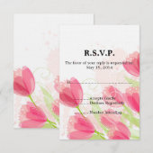 Pink Tulips Floral Wedding RSVP Karte (Vorne/Hinten)