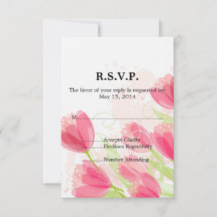 Pink Tulips Floral Wedding RSVP Karte