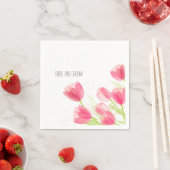 Pink Tulips Floral Wedding Serviette (Beispiel)