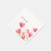Pink Tulips Floral Wedding Serviette (Ecke)