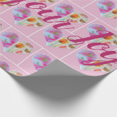 Pink Tulips florale Aquarellpapier Geschenkpapier (Ecke)