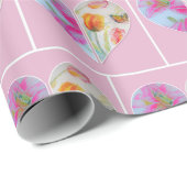 Pink Tulips florale Aquarellpapier Geschenkpapier (Rolleneckpunkt)